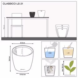 LECHUZA Planter Classico ALL-IN-ONE Indoor Outdoor Flower Pot Raised Bed 16085 - Charcoal Metallic, D21 H20 cm - Additional view 7