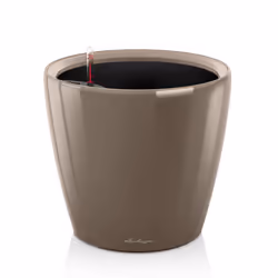 LECHUZA CLASSICO 21 LS Shiny Taupe Poly Resin Table Self-watering Planter with Substrate D21 H20 cm