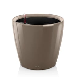 LECHUZA CLASSICO 21 LS Shiny Taupe Poly Resin Table Self-watering Planter with Substrate D21 H20 cm