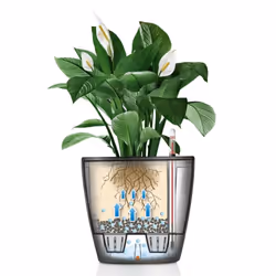 LECHUZA Planter Flower Pot CLASSICO LS 35 ALL-IN-ONE Charcoal Metallic 16063 - Additional view 4