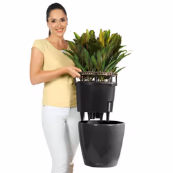LECHUZA Planter Flower Pot CLASSICO LS 35 ALL-IN-ONE Charcoal Metallic 16063 - Additional view 5