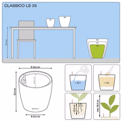 LECHUZA Planter Flower Pot CLASSICO LS 35 ALL-IN-ONE Charcoal Metallic 16063 - Additional view 8