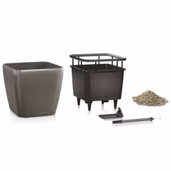 LECHUZA QUADRO LS 35 Charcoal Metallic Poly Resin Floor Self-watering Planter with Substrate H33 L35 W35 cm - Additional view 5