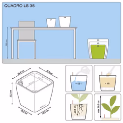 LECHUZA QUADRO LS 35 Charcoal Metallic Poly Resin Floor Self-watering Planter with Substrate H33 L35 W35 cm - Additional view 6