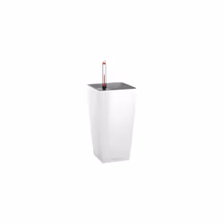 LECHUZA MAXI CUBI White High Gloss Poly Resin Table Self-watering Planter with Substrate H26 L14 W14 cm