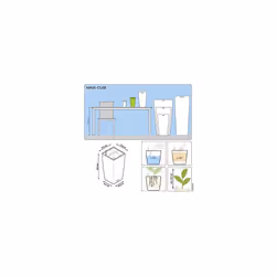 LECHUZA MAXI CUBI White High Gloss Poly Resin Table Self-watering Planter with Substrate H26 L14 W14 cm