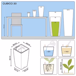 LECHUZA CUBICO 30 Charcoal Metallic Poly Resin Floor Self-watering Planter with Substrate H56 L30 W30 cm - Additional view 6