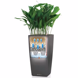 LECHUZA CUBICO 40 Charcoal Metallic Poly Resin Floor Self-watering Planter with Substrate H75 L40 W40 cm - Additional view 4