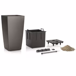 LECHUZA CUBICO 40 Charcoal Metallic Poly Resin Floor Self-watering Planter with Substrate H75 L40 W40 cm - Additional view 5