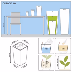 LECHUZA CUBICO 40 Charcoal Metallic Poly Resin Floor Self-watering Planter with Substrate H75 L40 W40 cm - Additional view 6