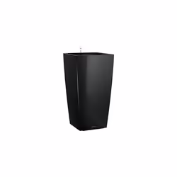 LECHUZA CUBICO 22 Black High Gloss Poly Resin Table Self-Watering Planter with Substrate H41 L22 W22 cm