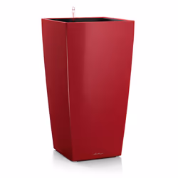 LECHUZA CUBICO Square Tall Poly Resin Self-watering Planter - Scarlet Red High Gloss, H41 L22 W22 cm