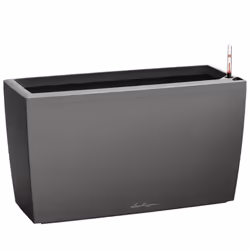 LECHUZA CARARO Trough Poly Resin Self-watering Planter - Charcoal, H43 L75 W30