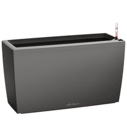LECHUZA CARARO Trough Poly Resin Self-watering Planter - Charcoal, H43 L75 W30