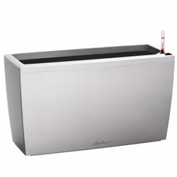 LECHUZA CARARO Trough Poly Resin Self-watering Planter - Silver, H43 L75 W30