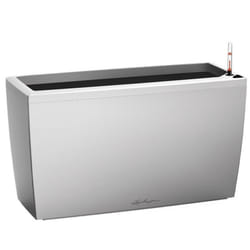 LECHUZA CARARO Trough Poly Resin Self-watering Planter - Silver, H43 L75 W30
