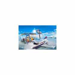 Playmobil City Action 71153 Airport with Airplane and Control Tower, With Environmentally Friendly 2-in-1 Reversible Cardboard Packaging, Plane Toy