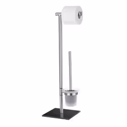 WENKO Free-standing toilet brush Lima, Toilet brush & holder, Black, Stainless steel, Stainless steel, 235 mm, 200 mm, 690 mm