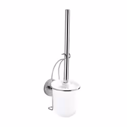 WENKO Vacuum-Loc wall toilet brush set Milazzo fixing without drilling, Toilet brush & holder, Chrome, White, 100 mm, 120 mm, ...