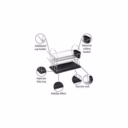 WENKO Escurreplatos Premium Duo, Silver, 50 x 36 x 24 cm