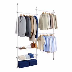 WENKO 50611100 Telescopic clothes rack system Herkules Duo - adjustable organisation system, coat rack system, Steel, 164-215 ...