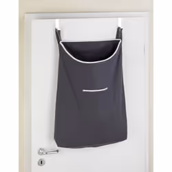 WENKO Canguro laundry basket 65 L Cotton, Stainless steel Grey, Silver