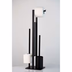 WENKO Rivalta Stand Toilet Brush Holder, matt Black, 70 x 23 x 18 cm