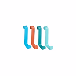 4 Hooks Steel Over Door Coat Hooks 7.6 x 1.2 x 6 cm Multi-Coloured