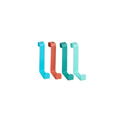 4 Hooks Steel Over Door Coat Hooks 7.6 x 1.2 x 6 cm Multi-Coloured