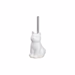 toilet brush and holder Cat 14 x 22 cm ceramic white