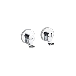 WENKO Vacuum-Loc Irun Hook Set, Set of 2 Wall Hooks, Towel Hooks for Kitchen, Bathroom & the Entire Household, Attachment No Drilling, Hanging for