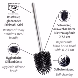 Wenko Self-Cleaning Silicone Toilet Brush - Extendable, Stainless Steel Handle