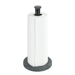 Kitchen roll holder marble, kitchen roll holder in elegant marble look for the kitchen, with base made of plastic and black bar made of metal, (W/D x