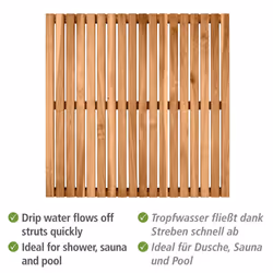 Indoor & Outdoor Acacia bathroom grate, shower grate made of FSC certified acacia wood for indoor and outdoor use, perfect for shower, sauna and