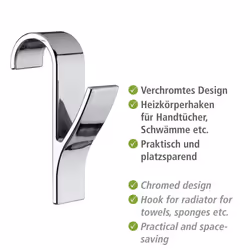 Door/Radiator Hooks, Chrome, 7 x 2.5 x 10.5 cm