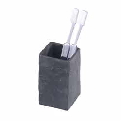 WENKO Slate Rock, Anthracite, Monochromatic, Polyresin, Single, Freestanding bathroom tumbler, Square