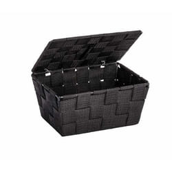 WENKO Storage basket Adria Black with lid