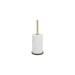 Tiger Tune Spare Toilet Roll Holder, Stores Three Extra Rolls of Toilet Paper, Freestanding, Brass Brushed, Black, 12.6 x 35.6 x 12.6 cm
