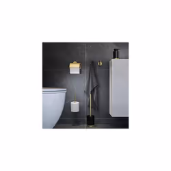 Tune Spare Toilet Roll Holder, No Drilling Required Thanks to 3M Self-Adhesive Backing System, Optional Mounting with Screws and Plugs, Brass Brushed,