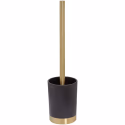 Tiger Tune Toilet Brush and Holder, Freestanding, Brass Brushed,Black, 9.1 x 37.9 x 9.1 cm
