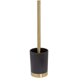 Tiger Tune Toilet Brush and Holder, Freestanding, Brass Brushed,Black, 9.1 x 37.9 x 9.1 cm