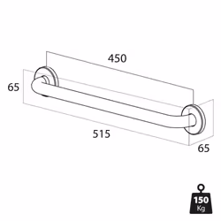 Tiger Safety Grab Bar Bathroom Support Handle Libra 45 cm Silver 1330230946