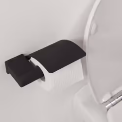 Tiger Bathroom Toilet Roll Holder Bold Matt Black with Cover Stainless Steel