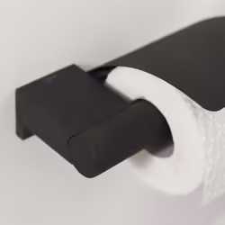 Tiger Bathroom Toilet Roll Holder Bold Matt Black with Cover Stainless Steel