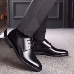Formal Leather Shoes Men&apos;s Leather British Black Pointed Toe Men&apos;s Business Casual Shoes Soft Bottom Soft Surface Men&apos;s Sho - black, 44