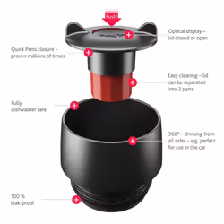 EMSA 515618 travel mug Black, Red, Stainless steel