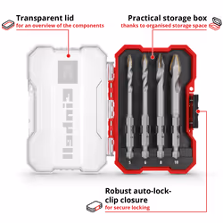 Einhell Premium Drill Bit Set 4pcs High Strength For Stoneware Tiles XS-CASE KWB