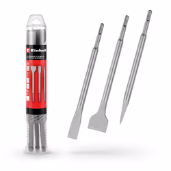 Einhell 3x Chisel Bit Set 250mm For SDS+ Rotary Hammers Steel Flat Spade
