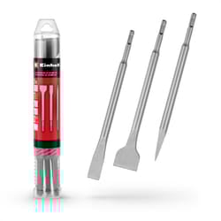 Einhell 3x Chisel Bit Set 250mm For SDS+ Rotary Hammers Steel Flat Spade