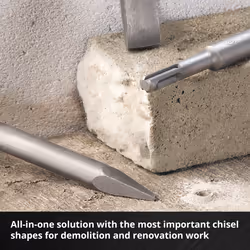 Einhell 3x Chisel Bit Set 250mm For SDS+ Rotary Hammers Steel Flat Spade